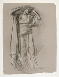 Figurstudie för Castle of the Maidens(?), från The Quest of the Holy Grail (en serie med 15 målningar för Boston Public Library, färdigställd 1901)