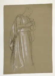 Figurstudie för Infant Galahad (?), från The Quest of the Holy Grail (den första av en serie av femton väggmålningar för Boston Public Library, färdigställd 1901)
