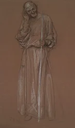 Figurstudie, gubbe med stav, möjligen Polonius i