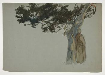 Figurer som står under ett träd - (oidentifierad illustration)