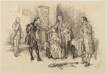 Illustration till Goldsmiths She Stoops to Conquer: ”Var det väl gjort, sir, att hjälpa till att göra mig löjlig?”