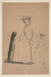 Man och pojke (rekto); Kinas huvuden och figurer (verso)