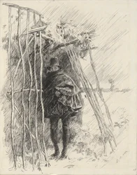 Man in Rain, studera för illustration till