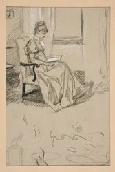 Porträtt av Mrs Abbey, läser