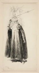 Prospero och Ariel, illustration till akt V, Scene i, Stormen