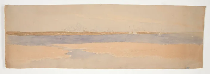 Flodlandskap med stad på Far Shore