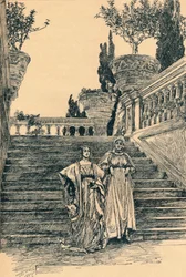 Scen från Much Ado about Nothing, c1890