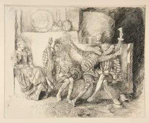 Sir Toby och hans följeslagare, illustration till akt II, scen iii, tolfte natten