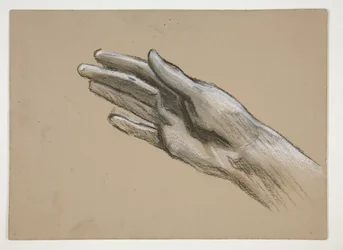 Skiss av en hand (recto); Kompositionsstudier för en pjäs (?) (verso)