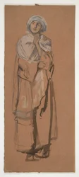 Skiss av en turbanförsedd figur - oidentifierad illustration