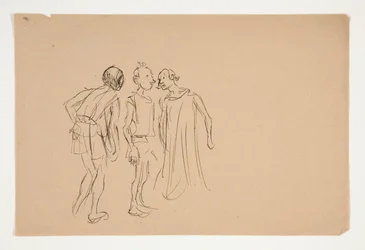Skiss av tre män (studie för 1937.1072?), från Merchant of Venice