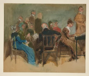 Skiss av kvinnor i en interiör - oidentifierad illustration