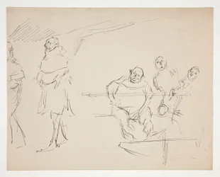 Studier för en oidentifierad Shakespeare-pjäs (Falstaff?) (recto and verso)