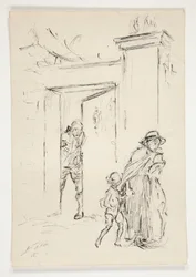 Studie för .1208 - illustration för Oliver Goldsmith