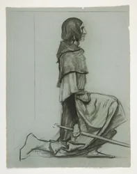 Studie för nyckeln till slottet, från The Quest of the Holy Grail (en serie med femton målningar för Boston Public Library, färdigställd 1901)