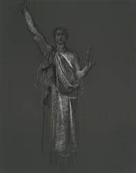 Studie för allegorisk konstfigur, rondel i rotundan i Pennsylvania State Capitol Building, Harrisburg, 1902-1911