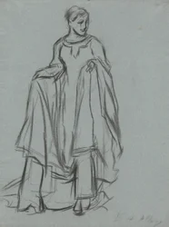 Studie för draperad kvinna, figurstudie för The Quest of the Holy Grail (serie med 15 målningar för Boston Public Library, färdig 1901)