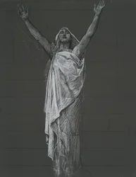 Studie för figuren av Religion rondel i rotundan av State Capitol Building i Harrisburg, Pennsylvania, 1902-1911