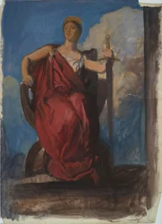 Studie för figur av Genius of Pennsylvania i