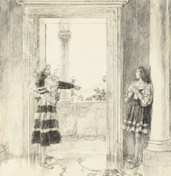 The Duke Expels Valentine, från akt III, Scene i, Two Gentlemen of Verona
