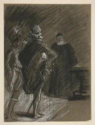 Tre män, studera för Taming of the Shrew (?)