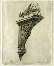 Sign of the Red Lion Inn, Glastonbury, Somerset, 1881.