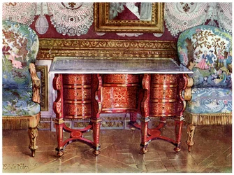Knähålsskrivbord och förgyllda fauteuils, 1910