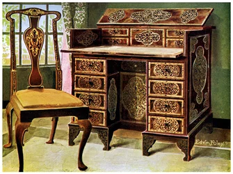 Skrivbord i valnöt, 1910.