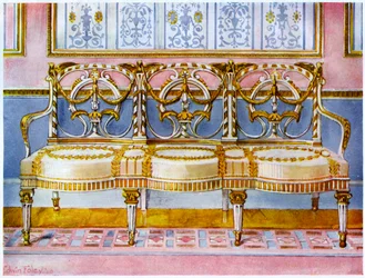 Vit förgylld och målad soffa, Pergolesi-influens 1911-1912.