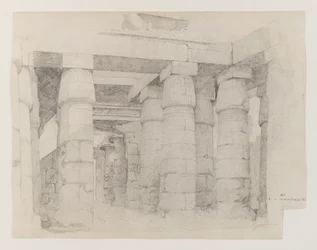 Khonsu-templet i Karnak, 1887 (grafit på vävt papper)
