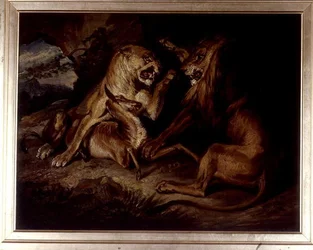 Lions at a Kill (olja på duk)