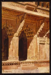 Curiously Wrought Red Sandstone Arches, Fort Agra, Indien, c.1885-95
