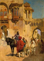 Avresa för jakten på förgården till ett palats i Jodhpore, ca 1898-1900