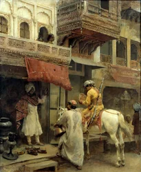 Gatubild i Indien, ca 1885 (olja på duk)