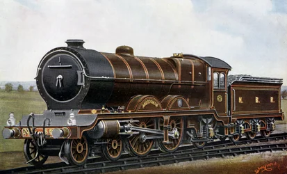 Över den fjärde bron: Motorn av typen Aberdonian "Atlantic" för North British Railway