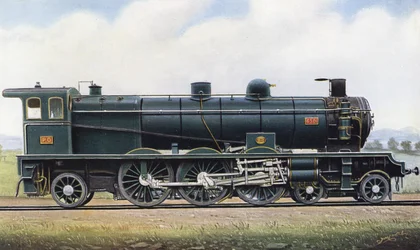 Produkten från två republiker: "Pacific" Typ ångmotor nr. 4501, Paris - Orleans järnväg. 1910 (lito)