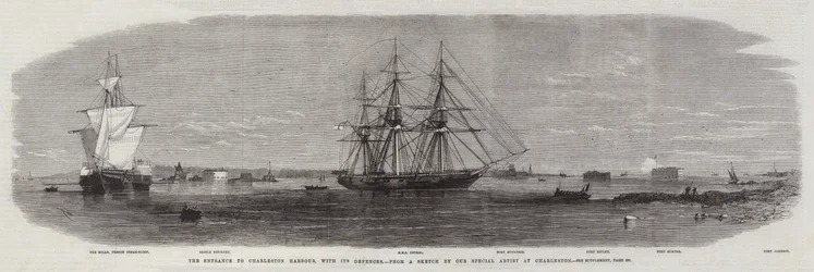 Ingången till Charleston Harbour, med dess försvar
