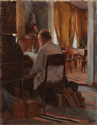 Carl Gustaf Swan vid sitt arbetsbord