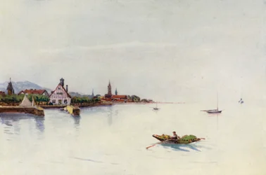 Rhen: Bregenz, Boden See, Konstanzsjön (färglitografi)