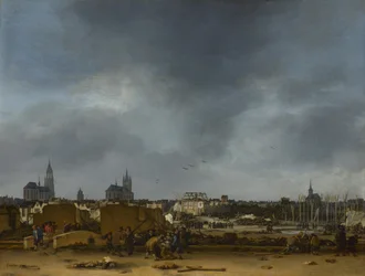 Utsikt över Delft efter explosionen 1654