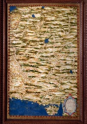 Sogdiana, ett område som omfattar delar av Uzbekistan, Tadzjikistan och Afghanistan. Karta utförd av Egnazio Danti (1536-1586), matematiker, kosmograf och italiensk arkitekt. Omkring 1567. Florens, Palazzo Vecchio, Sala del Mappamondo