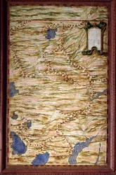 Karta över Peru utförd av Egnazio Danti (1536-1586), matematiker, kosmograf och italiensk arkitekt. Omkring 1567. Florens, Palazzo Vecchio, Sala del Mappamondo
