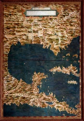 Mexiko, Kuba, Florida och Jamaica. Karta utförd av Egnazio Danti (1536-1586), italiensk matematiker, kosmograf och arkitekt. Omkring 1567. Florens, Palazzo Vecchio, Sala del Mappamondo