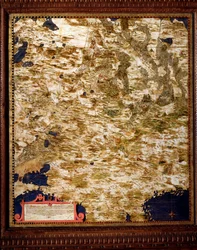 Karta över Moskvaregionen av Egnazio Danti (1536-1586), matematiker, kosmograf och italiensk arkitekt. Omkring 1567. Florens, Palazzo Vecchio, Sala del Mappamondo
