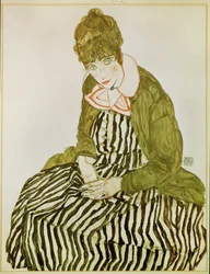 Edith Schiele, konstnärens hustru, sittande