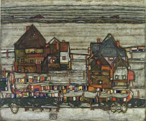Hus med tvättlinor, 1914