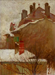 Hus på vintern Utsikt från ateljén, 1907-1908.