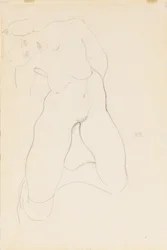 Knästående kvinnlig naken, 1912