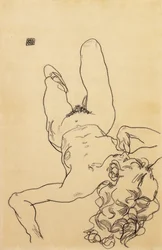 Knästående kvinnlig naken, 1917