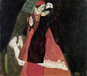 ""Kardinalen och nunna"" Målning av Egon Schiele (1890-1918) 1912 Leopold Museum, Wien